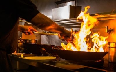 Wok on fire