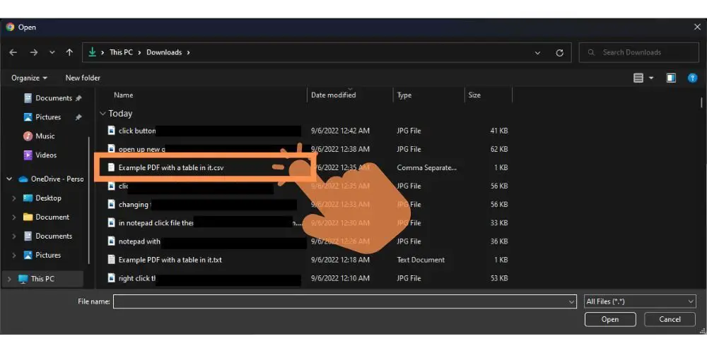 click on the csv file to upload and open it in google sheets - techguidecentral.com