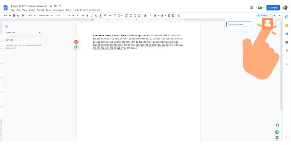 click on the kebab three-dot menu button on google docs - techguidecentral.com