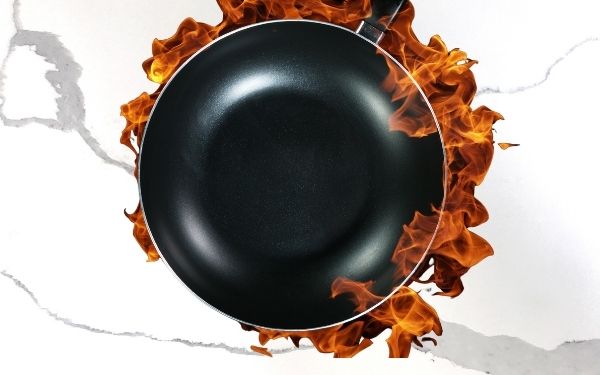 Hot pan on a quartz countertop - FamilyGuideCentral.com