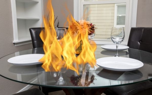 Glass table on fire - FamilyGuideCentral.com