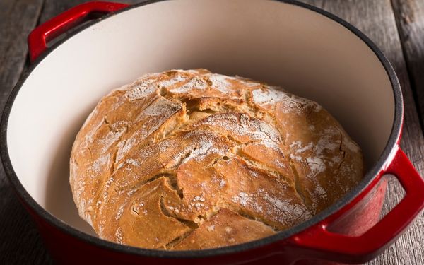 Dutch oven with bread inside - familyguidecentral.com