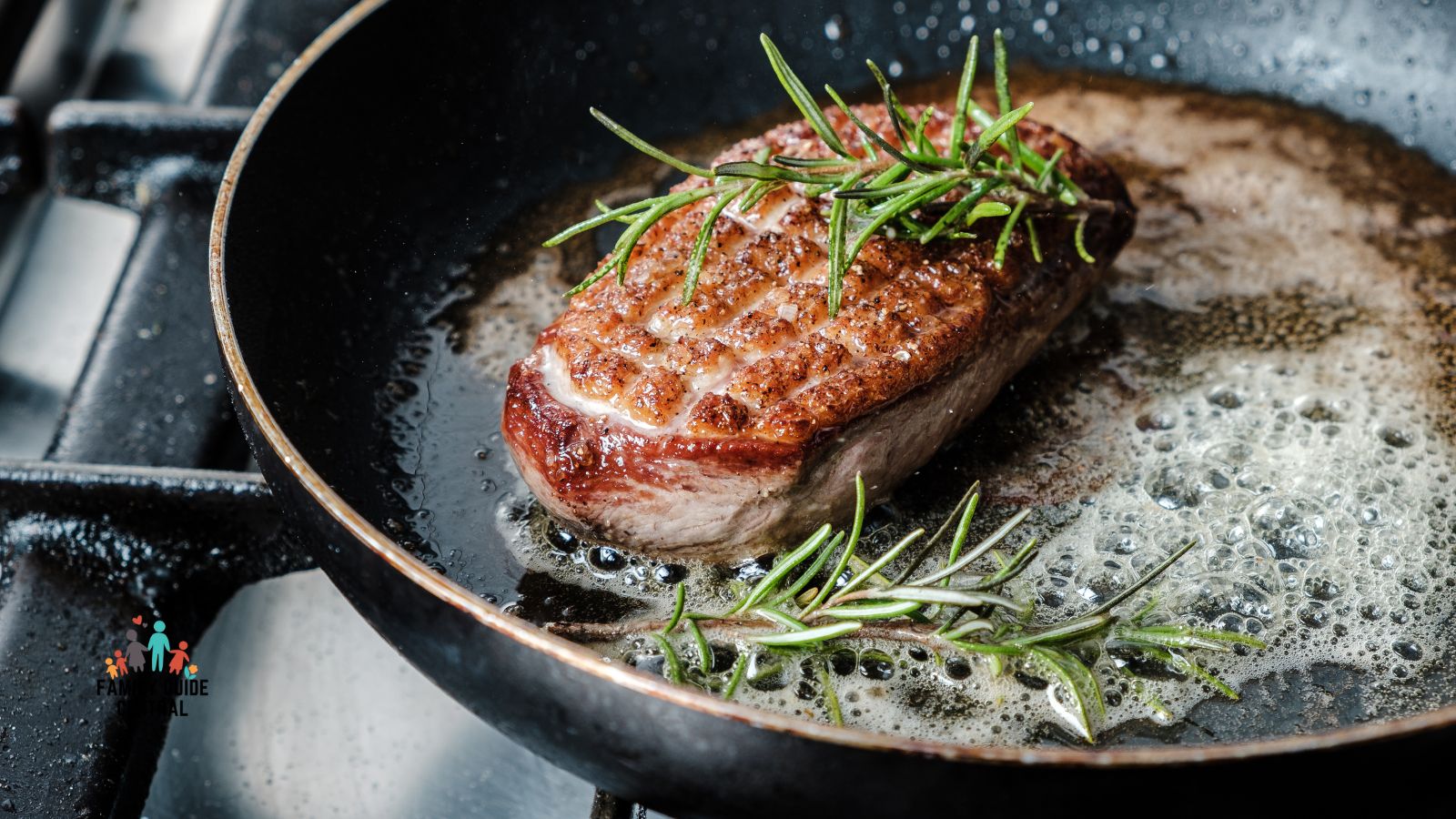 Steak cooked on a nonstick pan - familyguidecentral.com